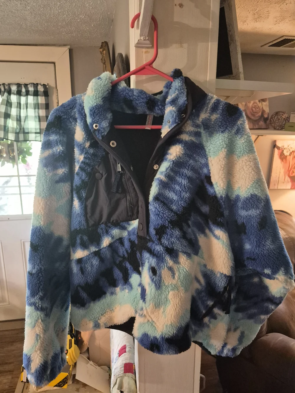 Free People Movement Rocky Ridge Fleece Pullover in an ocean tie-dye colorway,